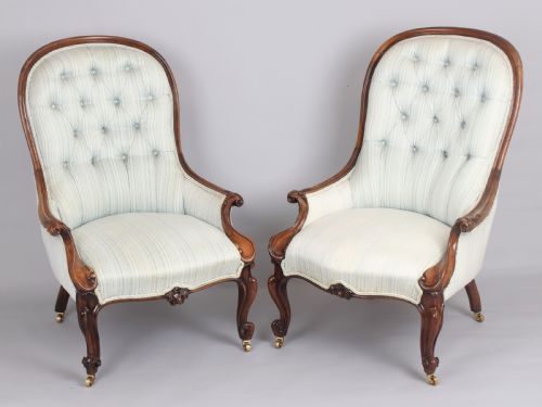 A Good Pair of Early Victorian Rosewood Arm-chairs