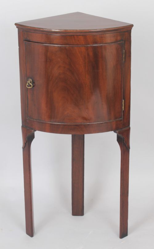 George III Period Mahogany Bow-fronted Corner Cupboard