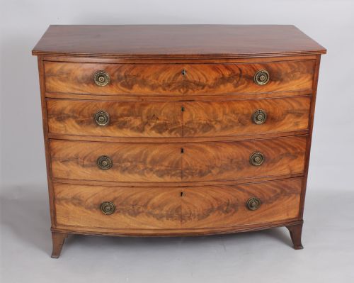 fig 1. Fine late George III period mahogany Gillows bow-fronted chest of drawers