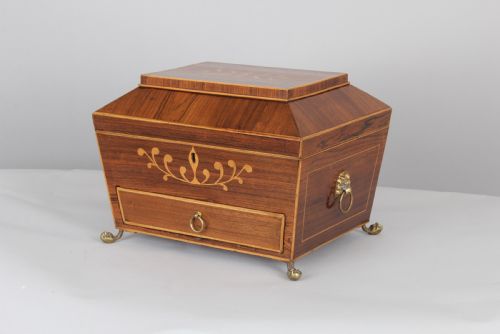 Regency Period Mahogany Work Box of Sarcophagus Shape