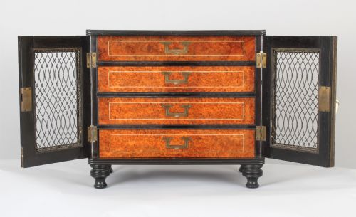 fig 1. Rare early 19th century Chinese Export amboyna and ebony table cabinet