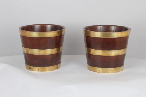 Pair of George III Period Mahogany and Brass Banded Tubs