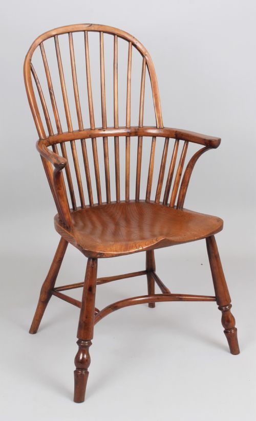 Yew Wood Stick Back Chair with "Lamb Chop" Arm Supports