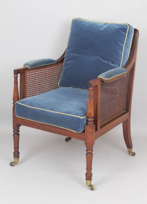 Good Quality Regency Mahogany Library Bergere