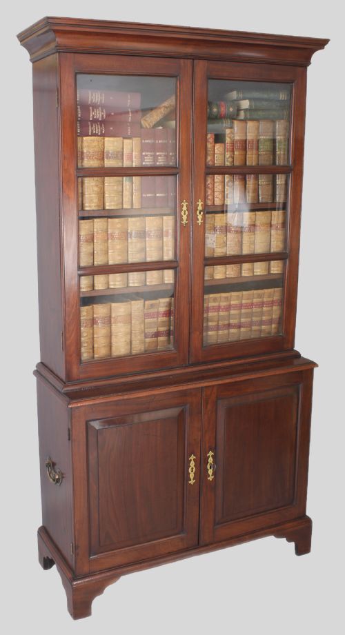 George II 'Red Walnut' Cupboard Based Bookcase