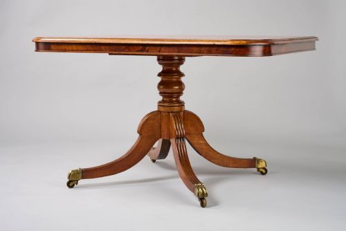 fig 1. A fine George III period mahogany twin pillar dining table