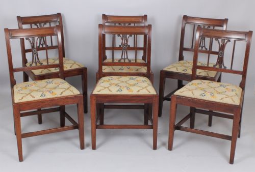 A Set of Six Charming George III Mahogany Single Dining Chairs