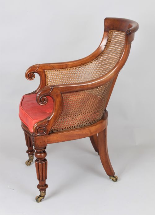 fig 1. William IV period mahogany curricle bergère chair