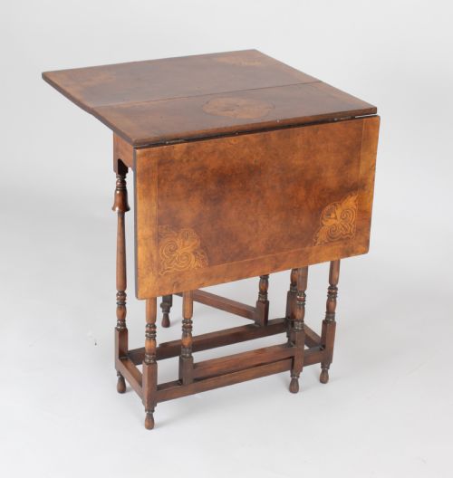 Edwardian Burr Walnut and Parquetry Sutherland Table of Rare Form
