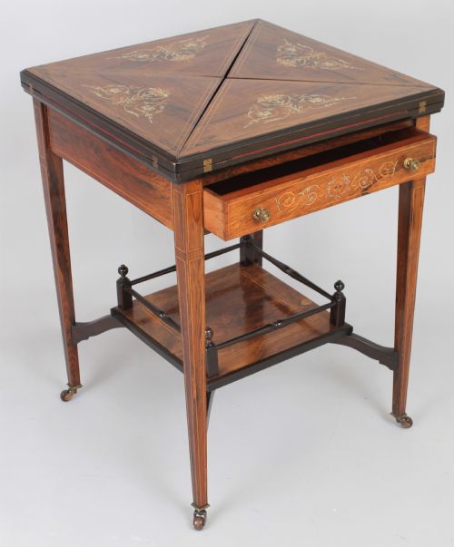 Edwardian Rosewood Envelope Games Table