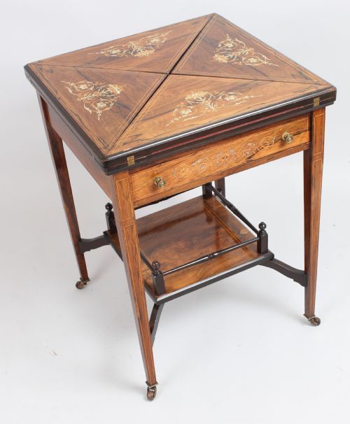 fig 1. Edwardian rosewood envelope games table