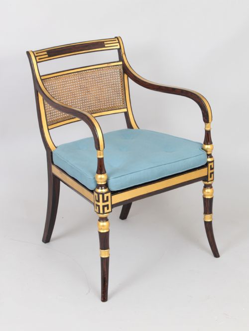 Early 19th Century Decorated Open Arm Chair