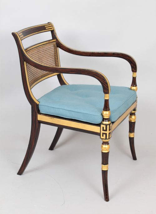 fig 1. Early 19th century decorated open arm chair