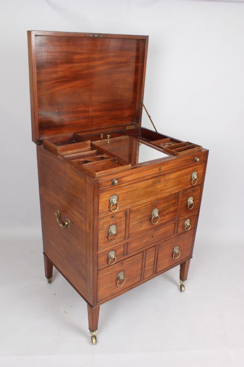 fig 1. George III period mahogany campaign or travelling dressing chest