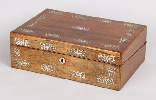 A Rosewood Writing Box with Fine Mother of Pearl Inlay