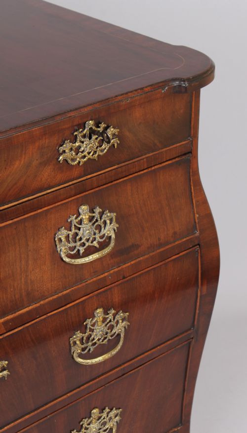 fig 1. Small Dutch mahogany bombe commode chest