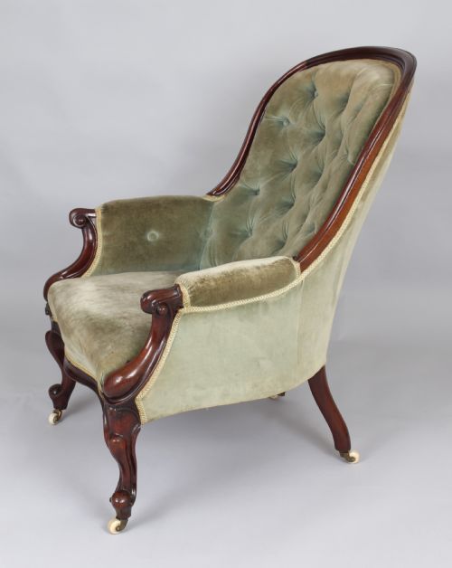 fig 1. A pair of mid-Victorian comfortable easy chairs