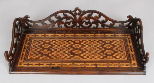 A Mid Victorian Rosewood and Tunbridgeware Table Book-stand