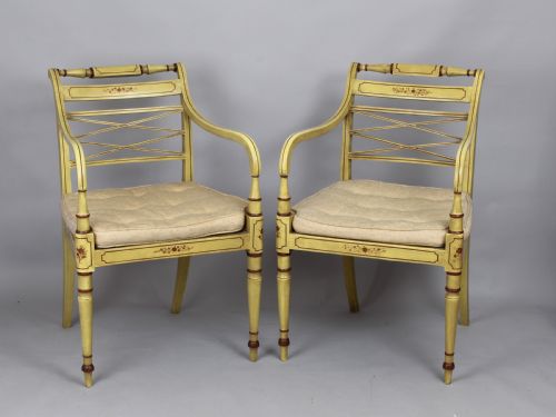 A Pair of Regency Painted Elbow-chairs