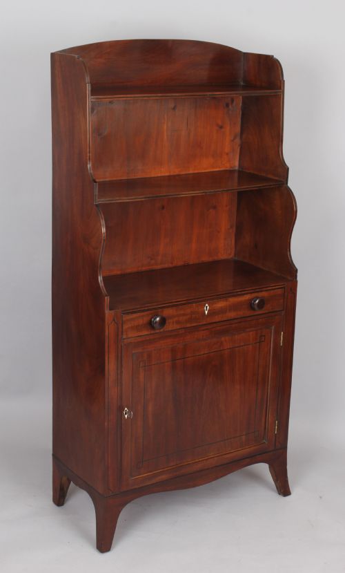 George III Period Mahogany Cupboard Base Water Fall Bookshelves