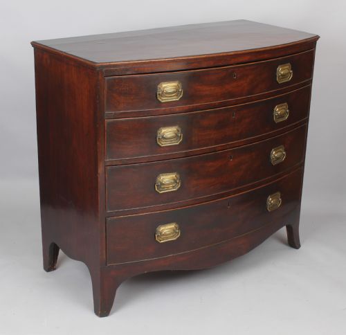 George III Mahogany Bow-fronted Chest of Four Graduated Drawers