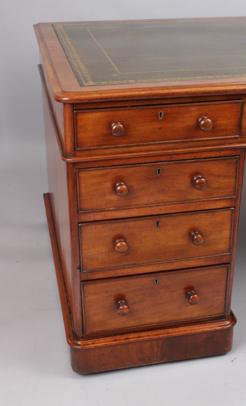 fig 1. A William IV mahogany three part free standing pedestal desk