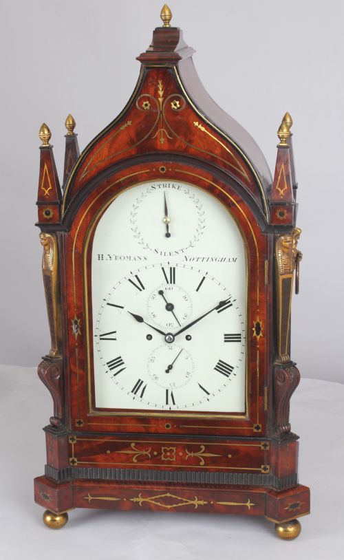 fig 1. William IV mahogany Gothic-topped bracket clock by H Yeomans, Nottingham