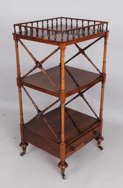 A FINE EARLY 19TH CENTURY ROSEWOOD WHATNOT - ADDITIONAL PHOTO 3