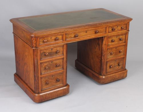 Three Part Free Standing Desk Free in Figured Walnut