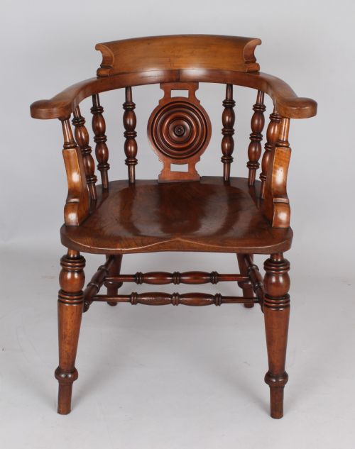 AN EXCEPTIONAL PAIR OF MID19TH CENTURY SMOKERS BOW ARMCHAIRS IN SATIN BIRCH - ADDITIONAL PHOTO 1