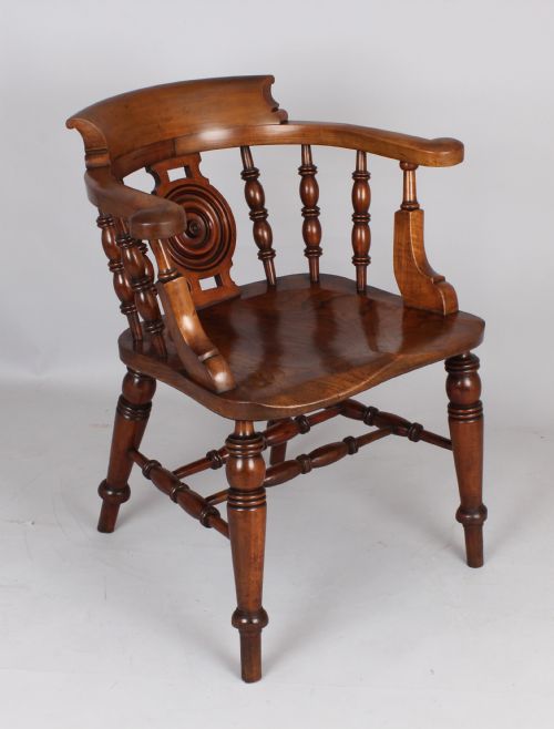 AN EXCEPTIONAL PAIR OF MID19TH CENTURY SMOKERS BOW ARMCHAIRS IN SATIN BIRCH - ADDITIONAL PHOTO 2
