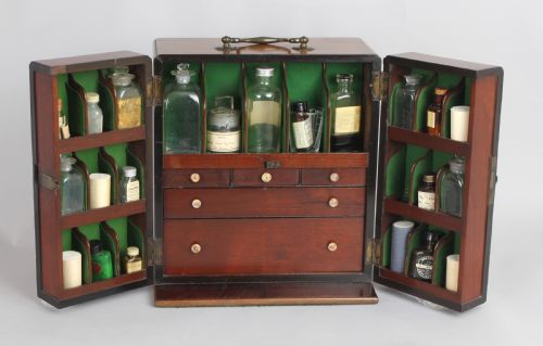 fig 1. Early 19th century mahogany apothecary cabinet