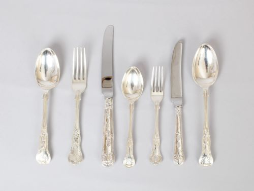 A Very Fine and Substantial Edwardian Kings Honeysuckle Pattern Cutlery Service for 24 People