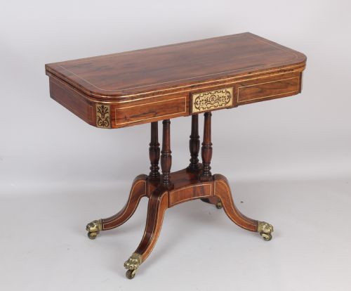 Regency Rosewood D-shaped Games Table with a Revolving Top