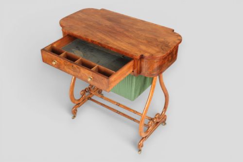 A MAHOGANY LYREENDED WORK TABLE - ADDITIONAL PHOTO 1