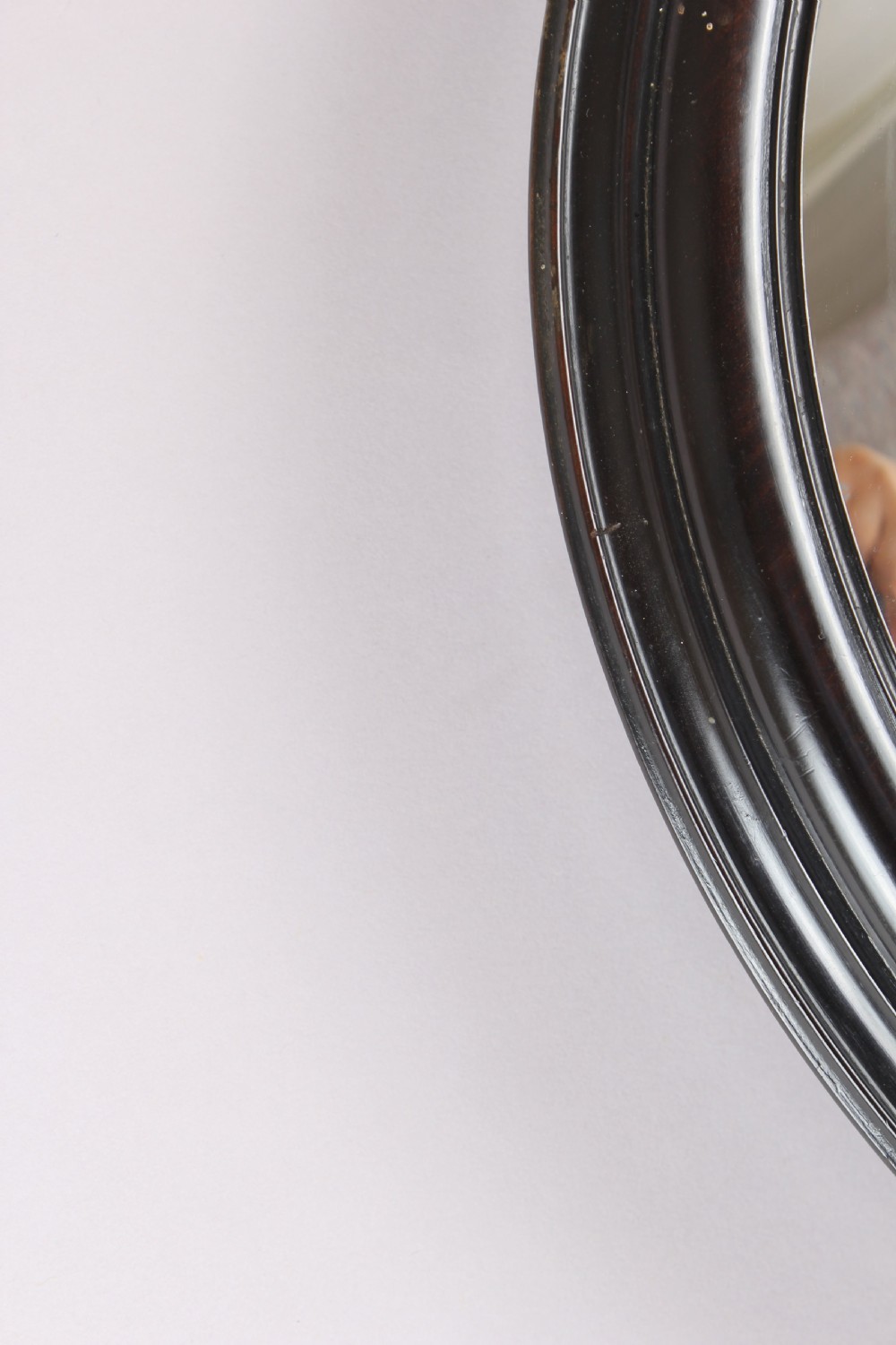William IV Period Small Convex Mirror in a Moulded Ebony Frame View IV