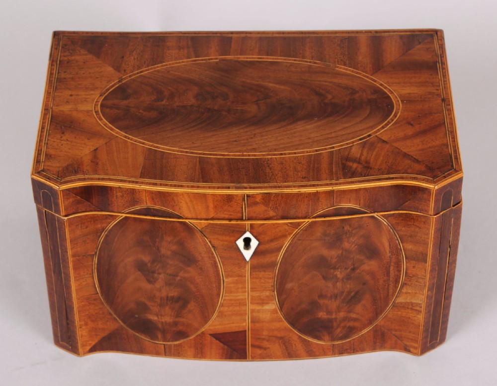 Fine George III Period Serpentine-fronted Mahogany Tea-caddy View III