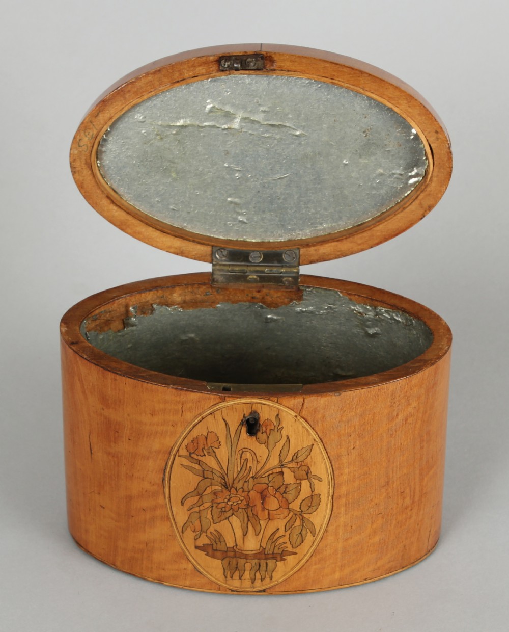 George III Period Satinwood Oval Tea-caddy View III
