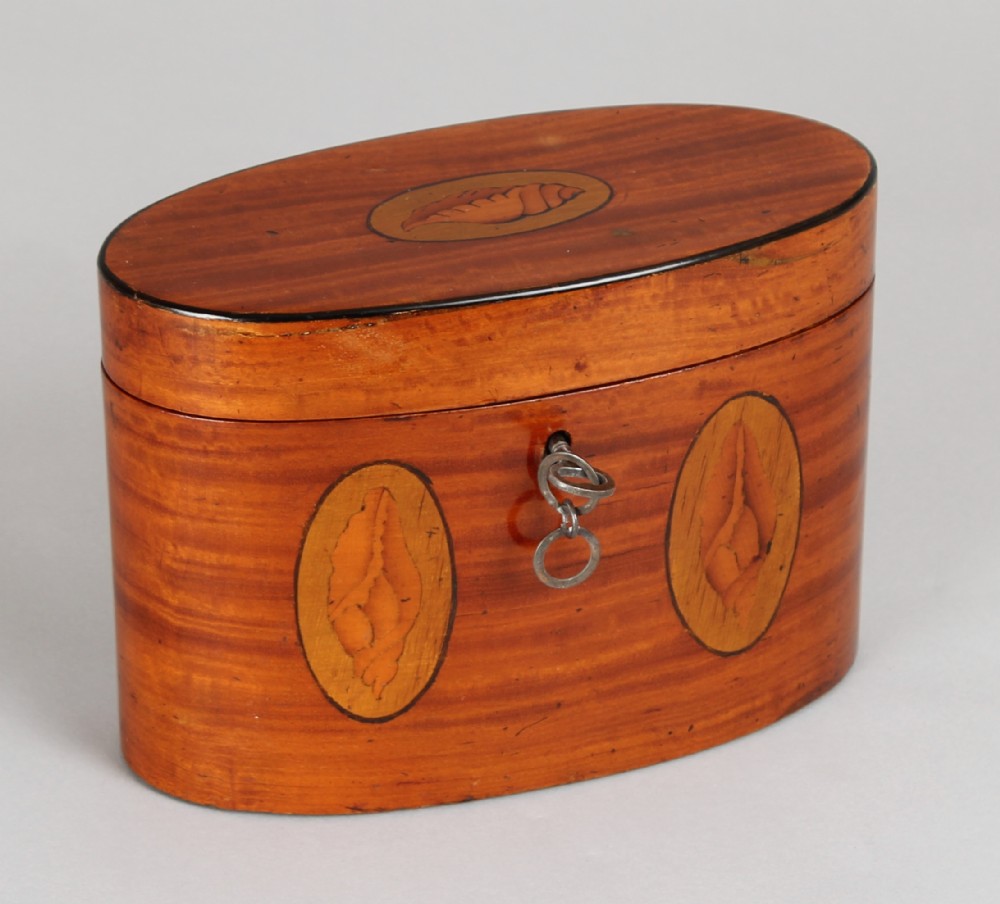 George III Period Satinwood Oval Tea-caddy