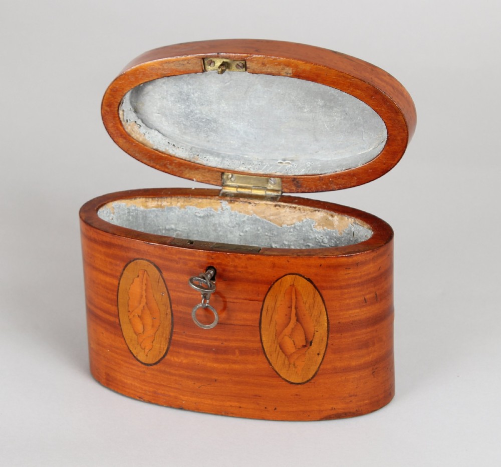 George III Period Satinwood Oval Tea-caddy View III