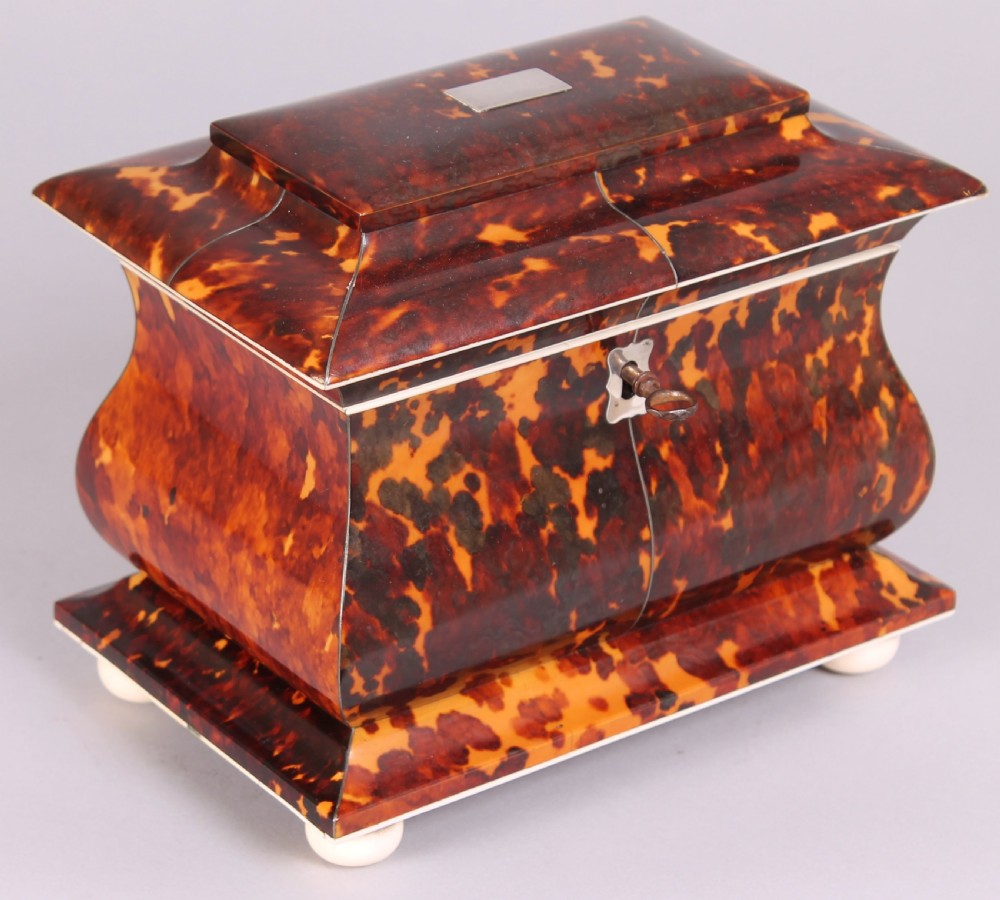 Fine William IV Period Tortoise-shell Double Tea-caddy