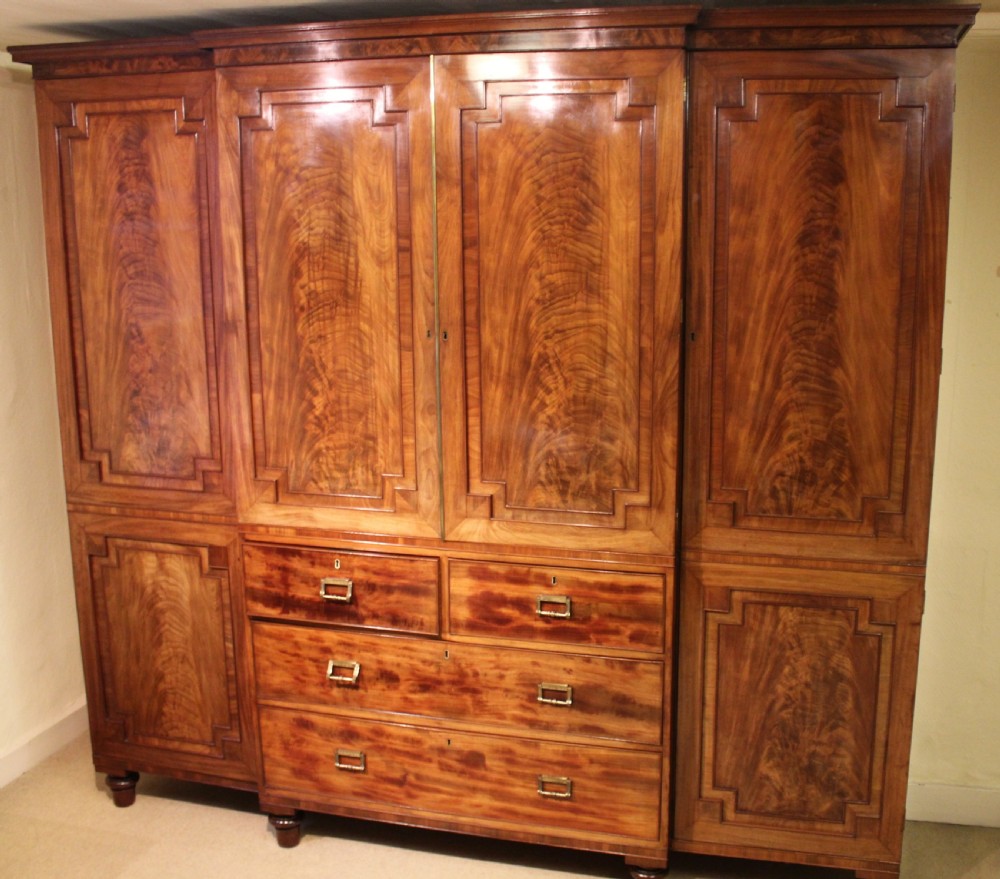 George IV Period Mahogany Breakfront Wardrobe 