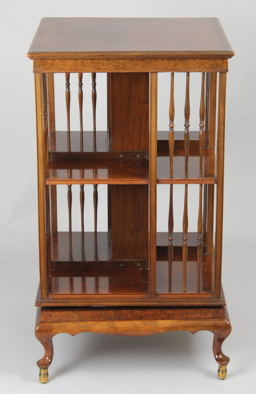 High quality 1920s burr-walnut revolving bookcase