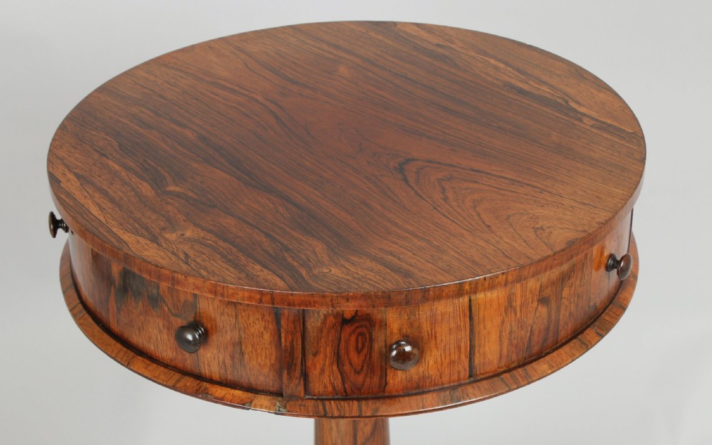 Small George IV period rosewood drum-table View III