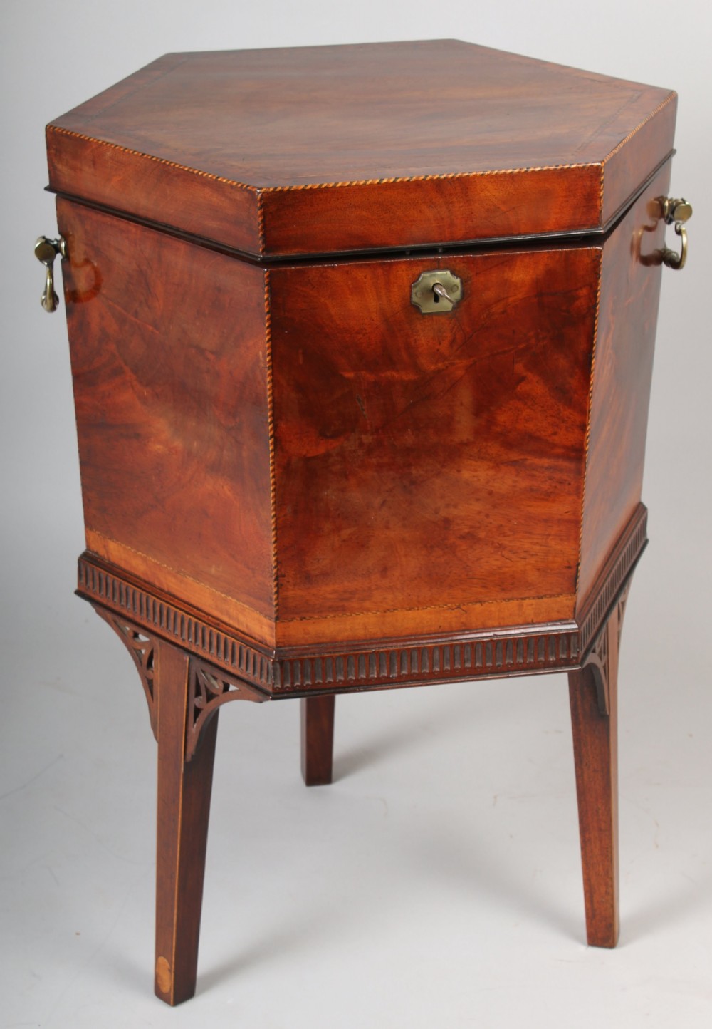 George III period mahogany hexagonal wine-cooler