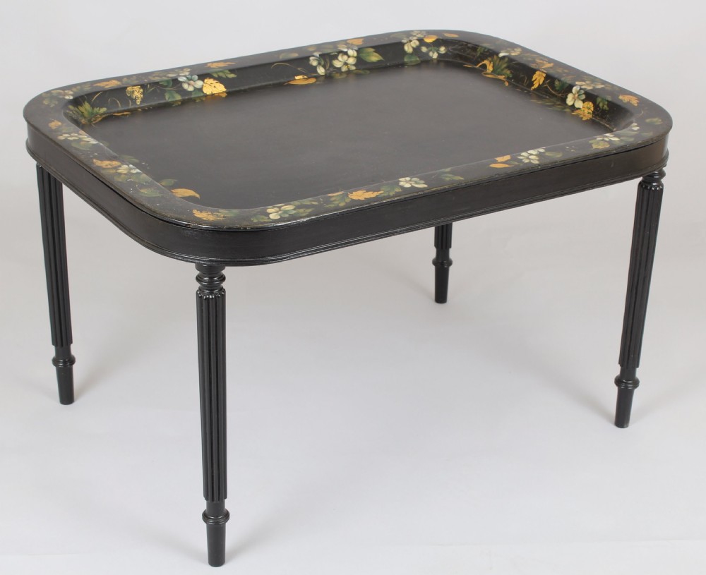 Victorian black papier-mâché tray