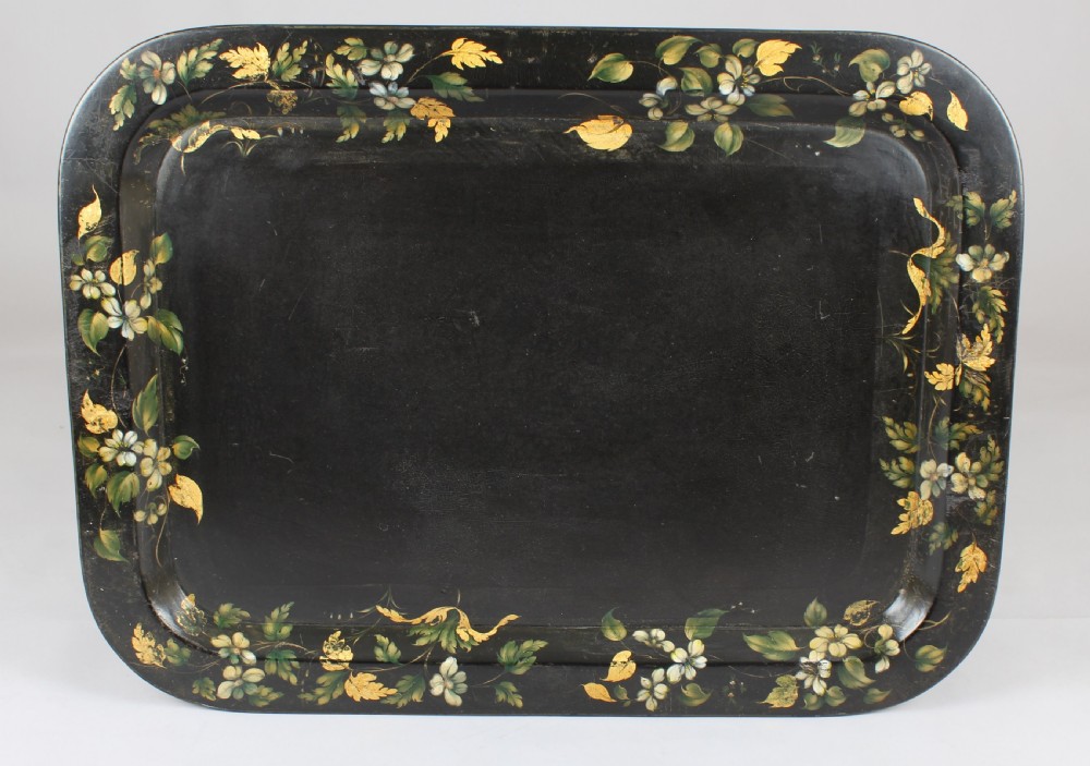 Victorian black papier-mâché tray View II