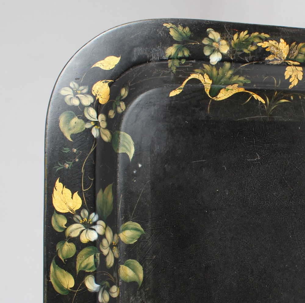 Victorian black papier-mâché tray View V