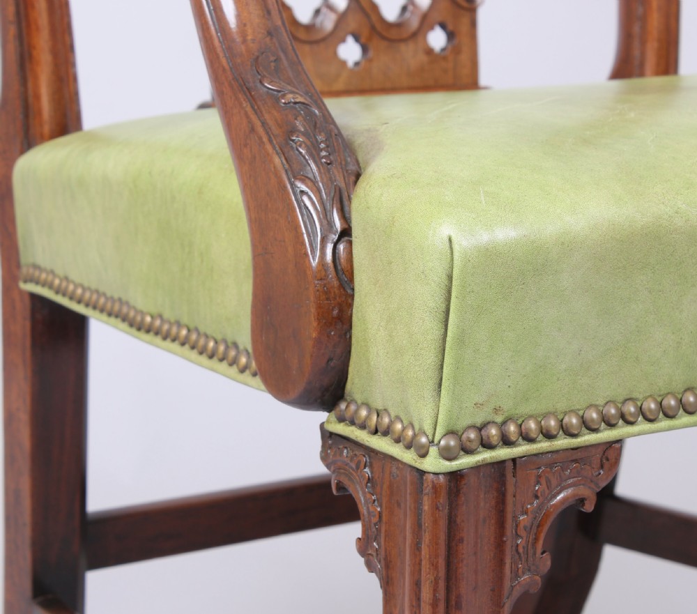 Pair of fine quality George III period mahogany elbow-chairs in the Chippendale manner View III