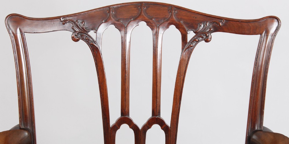 Pair of fine quality George III period mahogany elbow-chairs in the Chippendale manner View V